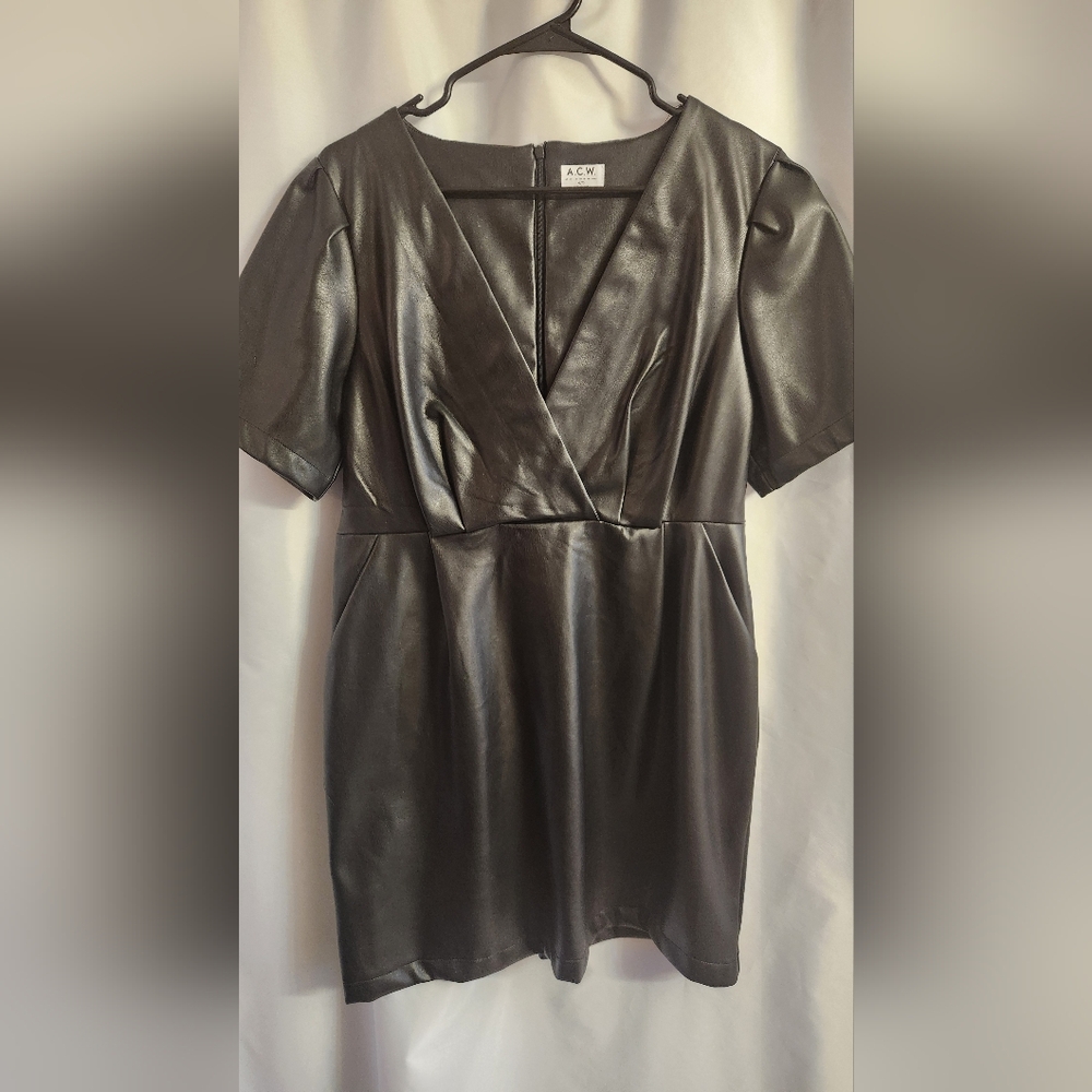 🔴NEW TAGS ON🔴  ACW Black Faux Leather Dress With Pockets